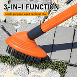 3-in-1 Weed Brush Set – Steel Bristles, 117cm Adjustable Handle & Two Brush Heads
