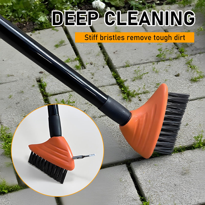 3-in-1 Weed Brush Set – Steel Bristles, 117cm Adjustable Handle & Two Brush Heads