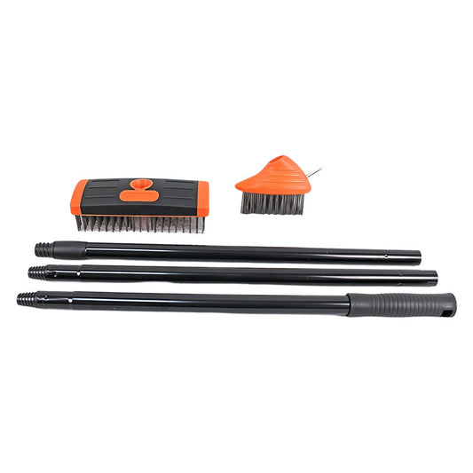 3-in-1 Weed Brush Set – Steel Bristles, 117cm Adjustable Handle & Two Brush Heads