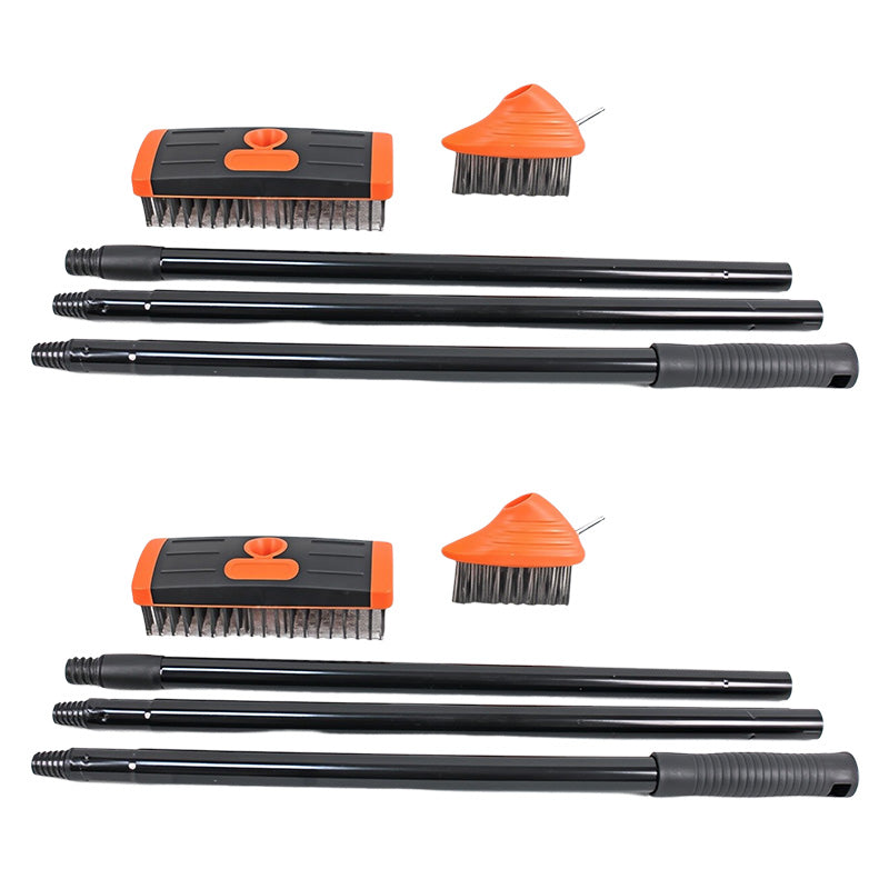 3-in-1 Weed Brush Set – Steel Bristles, 117cm Adjustable Handle & Two Brush Heads