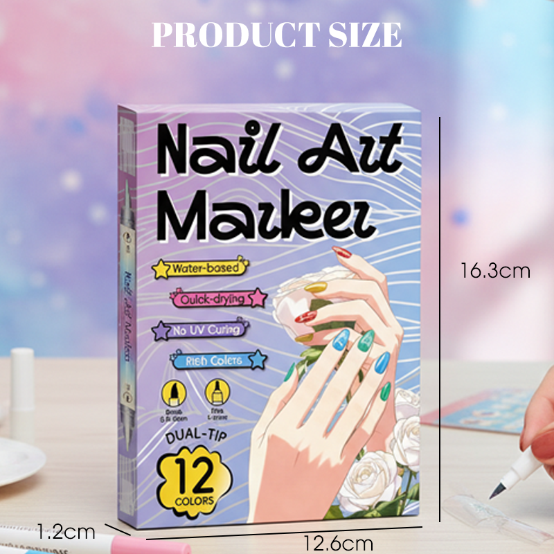 Nail Art Marker Set – Dual Tips, Water-Based Ink & 12 or 24 Colors