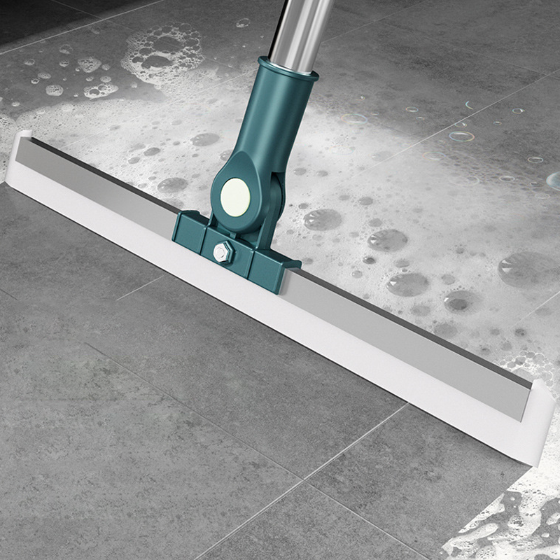 Floor Squeegee Mop – 180° Rotating Head, Silicone Blade & Telescopic Pole
