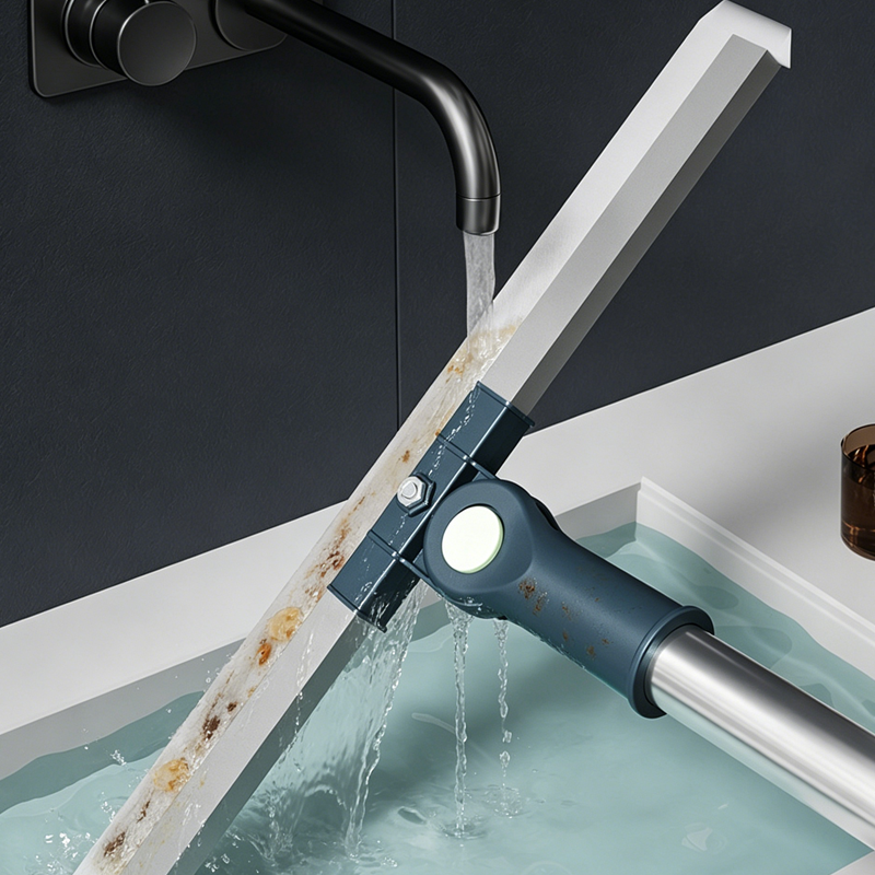 Floor Squeegee Mop – 180° Rotating Head, Silicone Blade & Telescopic Pole