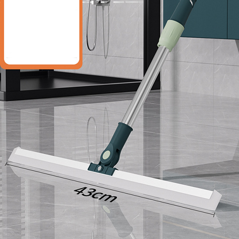 Floor Squeegee Mop – 180° Rotating Head, Silicone Blade & Telescopic Pole