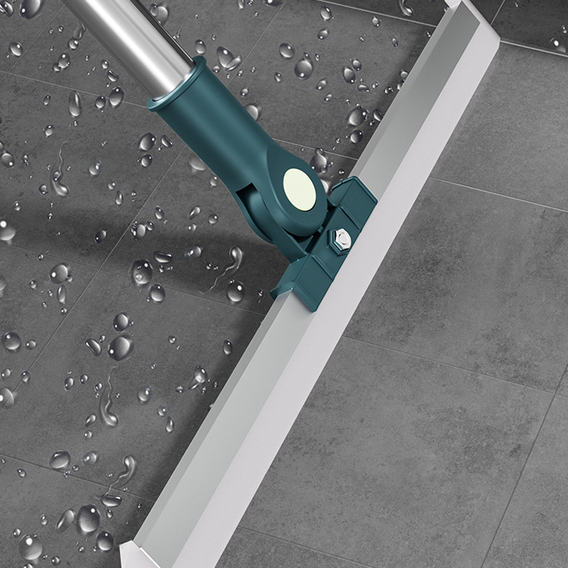 Floor Squeegee Mop – 180° Rotating Head, Silicone Blade & Telescopic Pole