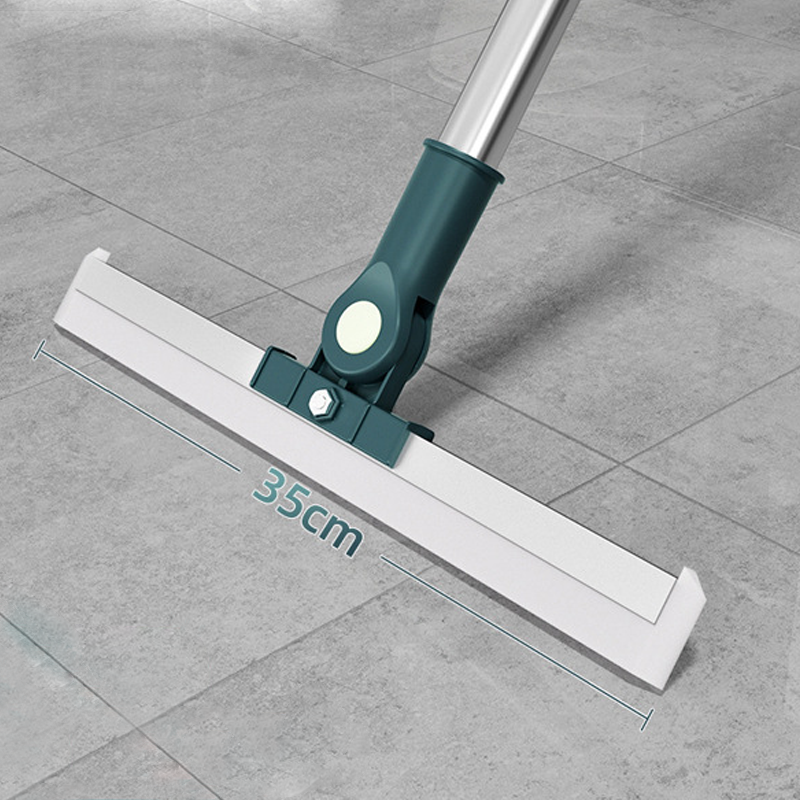 Floor Squeegee Mop – 180° Rotating Head, Silicone Blade & Telescopic Pole