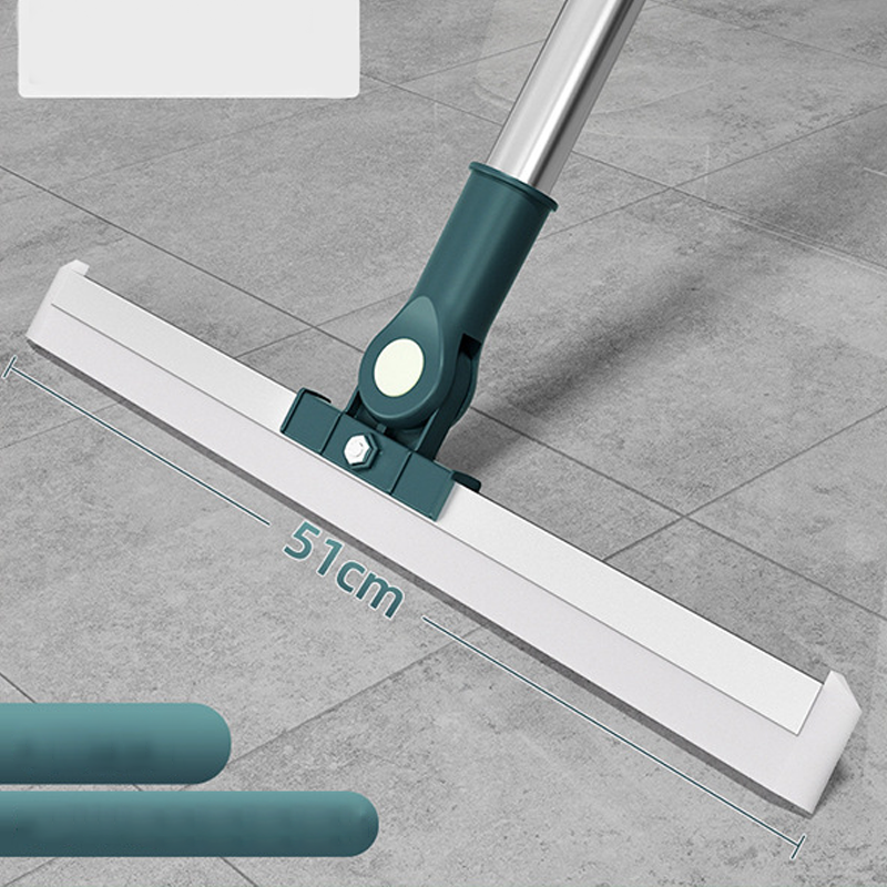 Floor Squeegee Mop – 180° Rotating Head, Silicone Blade & Telescopic Pole