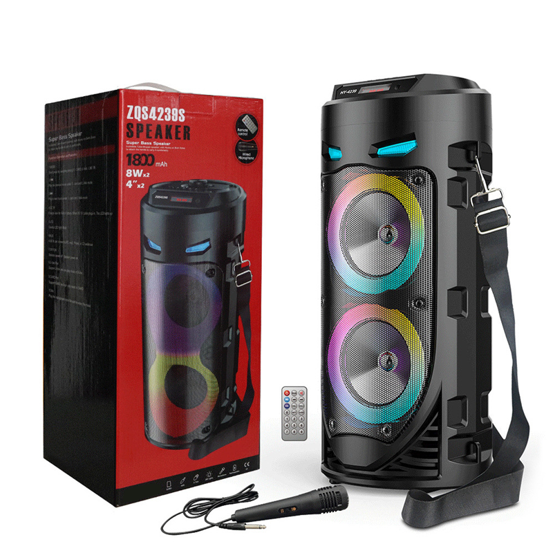 Portable Bluetooth Speaker with Microphone – 16W Sound, RGB Light & Remote Control