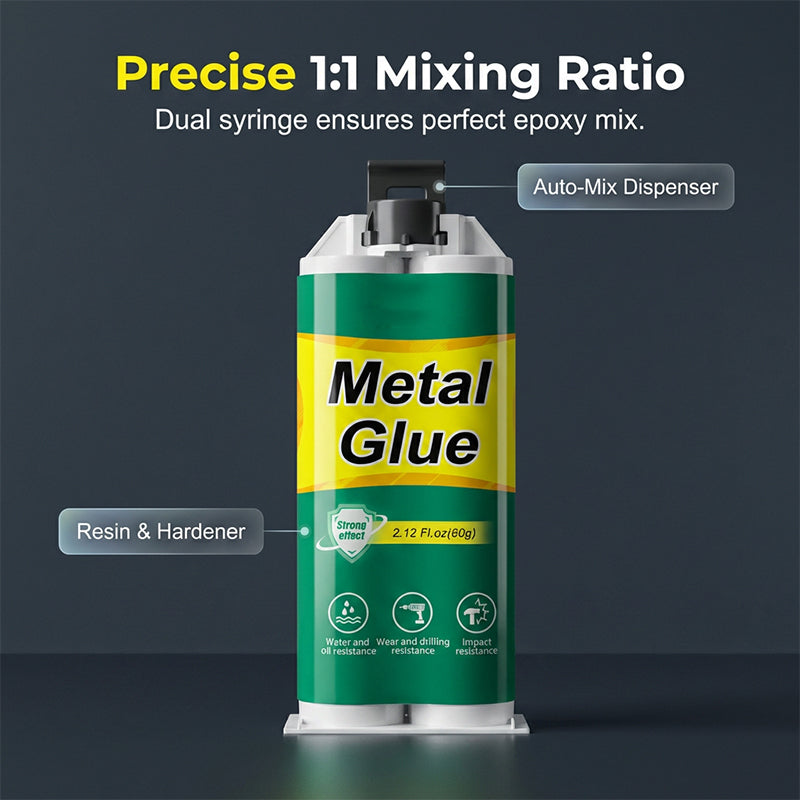 2-Component Metal Epoxy Adhesive – 60g, Waterproof & 1:1 Dual Syringe