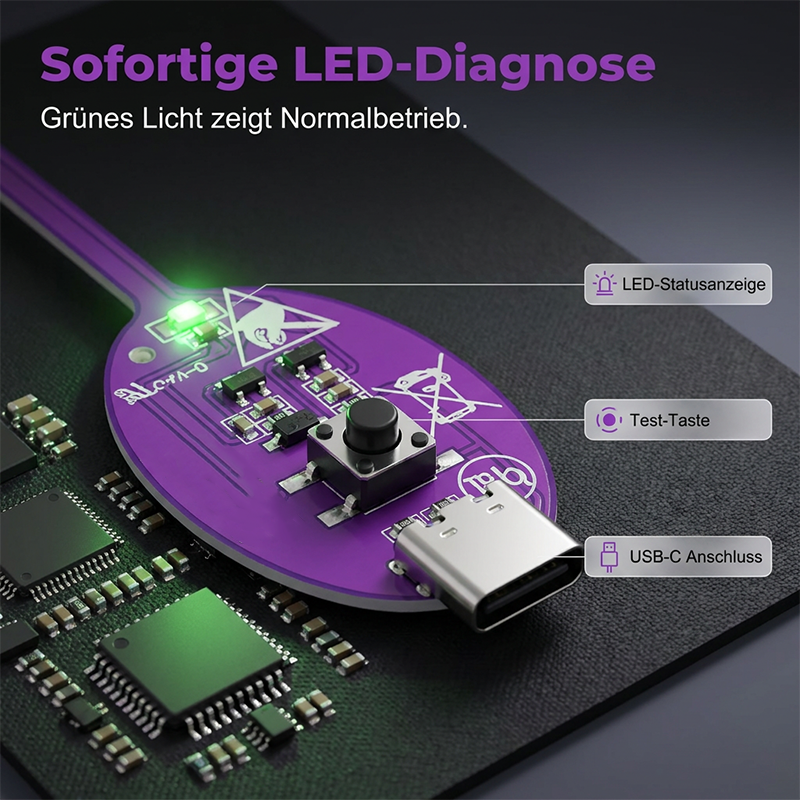 Inductance Tester for Mainboard Diagnosis – LED Indicator, USB-C & 86×22mm PCB Probe