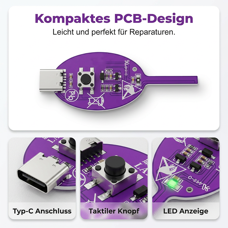 Inductance Tester for Mainboard Diagnosis – LED Indicator, USB-C & 86×22mm PCB Probe
