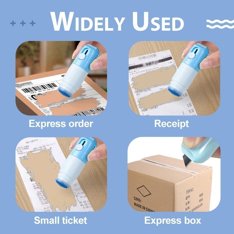 Data Privacy Blackout Pen – 2-in-1 Thermal Paper Roller, Package Opener & 10ml Refill