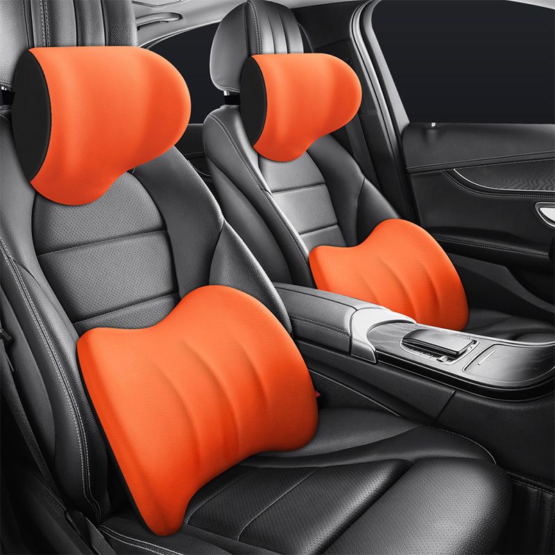 Car Memory Foam Neck & Lumbar Pillow Set – Breathable Mesh, Adjustable Straps & Ergonomic Support