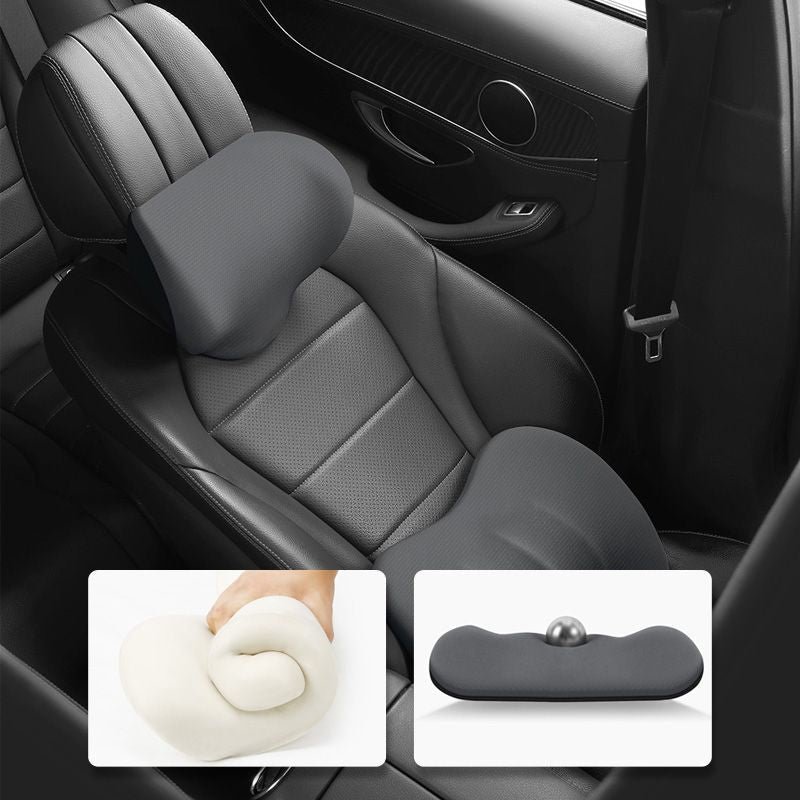 Car Memory Foam Neck & Lumbar Pillow Set – Breathable Mesh, Adjustable Straps & Ergonomic Support