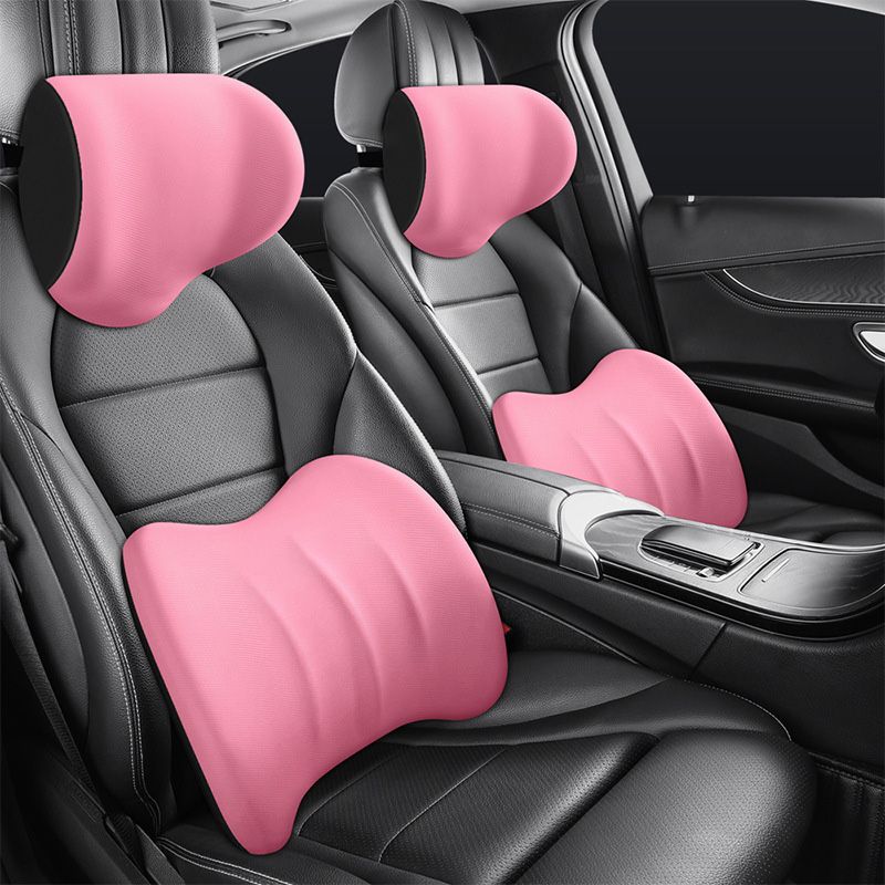 Car Memory Foam Neck & Lumbar Pillow Set – Breathable Mesh, Adjustable Straps & Ergonomic Support
