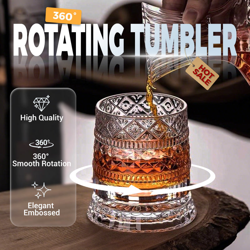 Rotating Whiskey Glass – 360° Aerating Base, Embossed Crystal & 300 ml