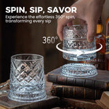Rotating Whiskey Glass – 360° Aerating Base, Embossed Crystal & 300 ml