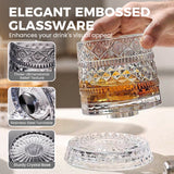 Rotating Whiskey Glass – 360° Aerating Base, Embossed Crystal & 300 ml