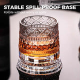 Rotating Whiskey Glass – 360° Aerating Base, Embossed Crystal & 300 ml