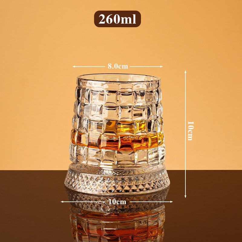 Rotating Whiskey Glass – 360° Aerating Base, Embossed Crystal & 300 ml