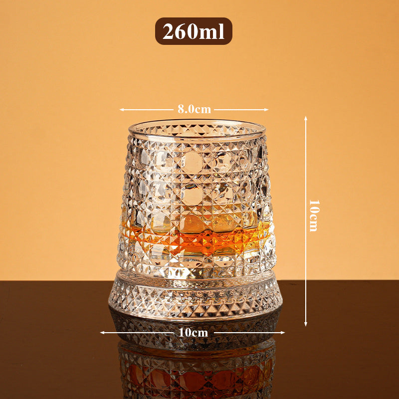 Rotating Whiskey Glass – 360° Aerating Base, Embossed Crystal & 300 ml
