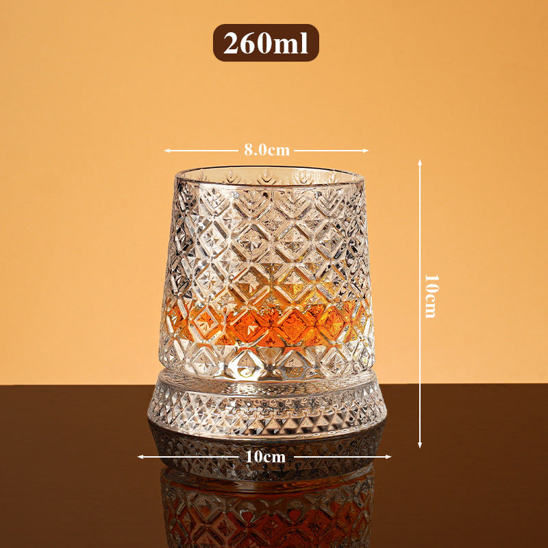 Rotating Whiskey Glass – 360° Aerating Base, Embossed Crystal & 300 ml