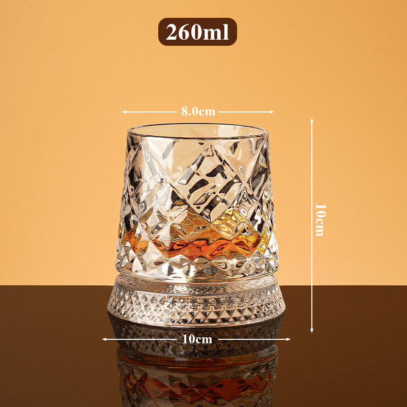 Rotating Whiskey Glass – 360° Aerating Base, Embossed Crystal & 300 ml