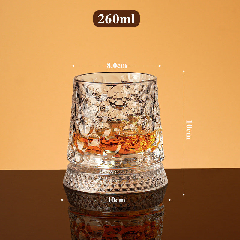 Rotating Whiskey Glass – 360° Aerating Base, Embossed Crystal & 300 ml