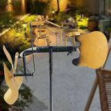 Kinetic Drummer Wind Spinner – Weatherproof Iron, 30×15×70cm & Garden Ground Stake