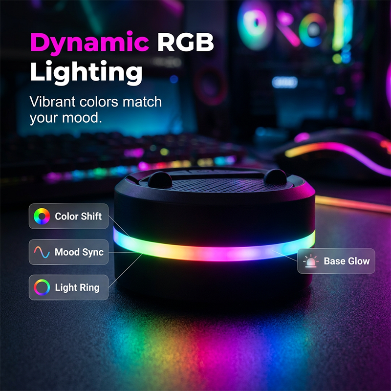 Portable Bluetooth Speaker – RGB Lighting, Built-In Phone Stand & Wireless