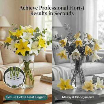 Silicone Flower Arranging Grid – Stretches to 10cm, Reusable, BPA-Free, for Vases