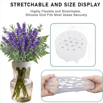 Silicone Flower Arranging Grid – Stretches to 10cm, Reusable, BPA-Free, for Vases