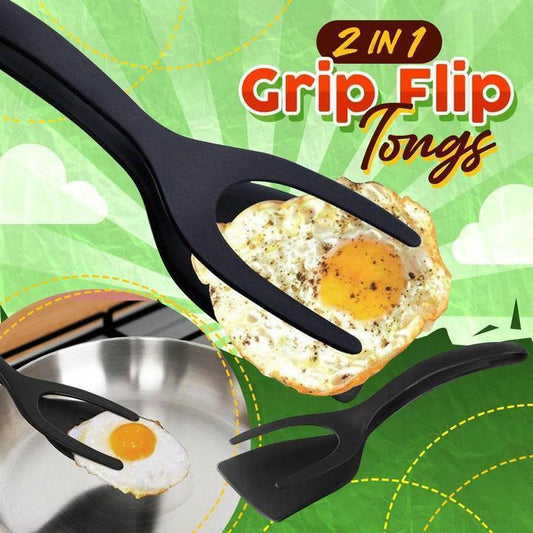 2-in-1 Silicone Tongs & Spatula – Heat-Resistant, Non-Scratch, Dishwasher Safe