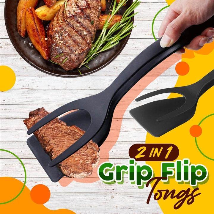 2-in-1 Silicone Tongs & Spatula – Heat-Resistant, Non-Scratch, Dishwasher Safe
