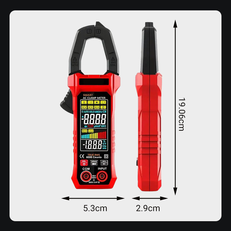 Digital Clamp Meter – 600A Auto-Range, AC/DC Voltage, NCV & LED Flashlight