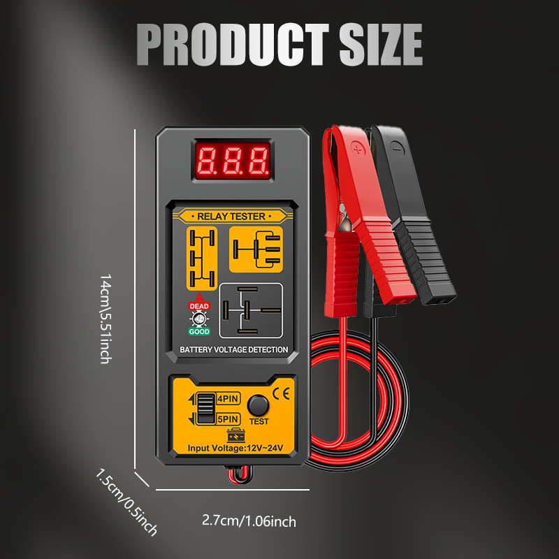 Relay Voltage Tester – 12V/24V LED Display, 4-Pin & 5-Pin, 11–25V Range
