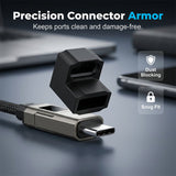 4-in-1 Keychain Charging Cable – 65W Fast Charge, Digital Power Display, Braided