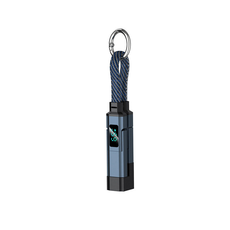 4-in-1 Keychain Charging Cable – 65W Fast Charge, Digital Power Display, Braided