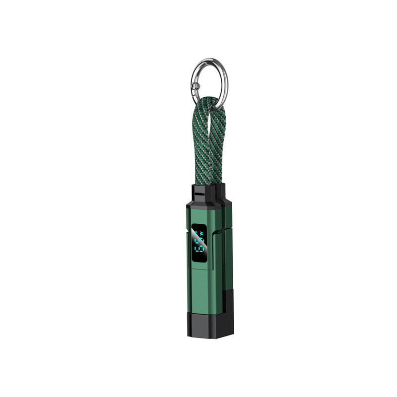 4-in-1 Keychain Charging Cable – 65W Fast Charge, Digital Power Display, Braided