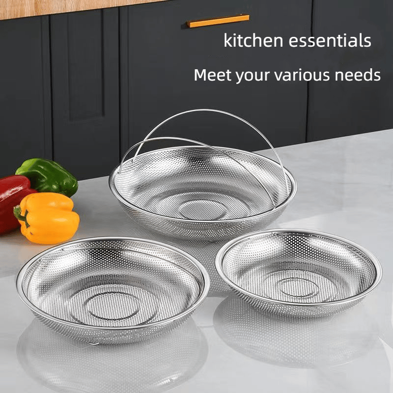 Stainless Steel Steamer Basket with Handle – Multifunctional, 22.5 & 24.5cm