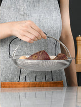 Stainless Steel Steamer Basket with Handle – Multifunctional, 22.5 & 24.5cm