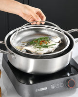 Stainless Steel Steamer Basket with Handle – Multifunctional, 22.5 & 24.5cm