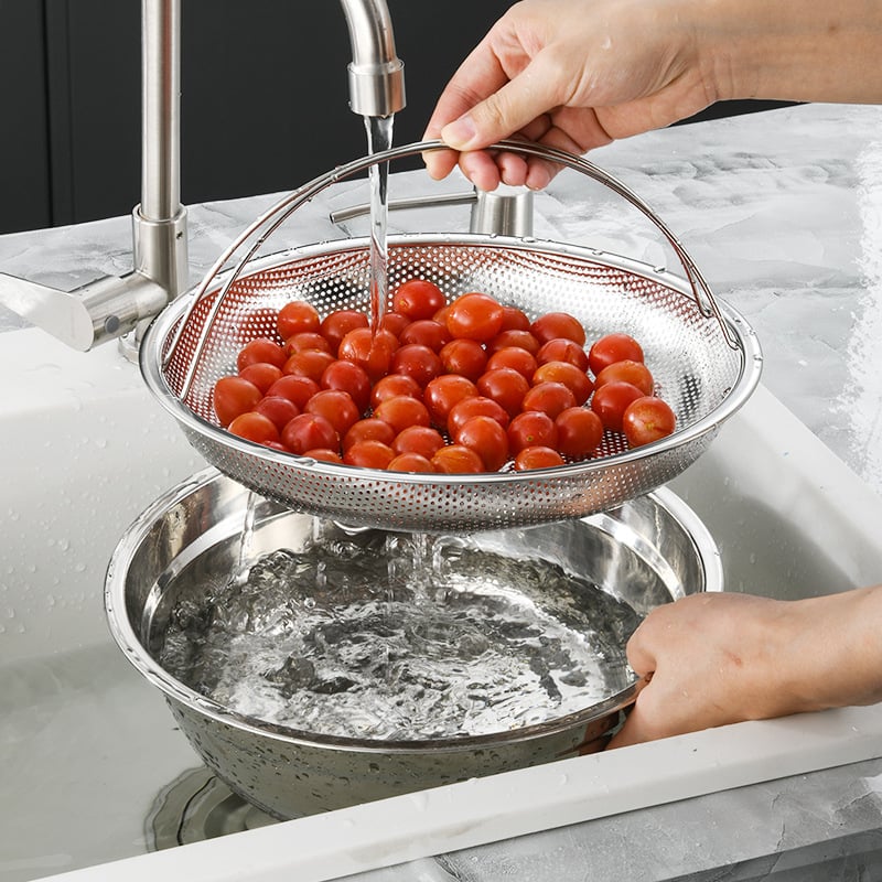 Stainless Steel Steamer Basket with Handle – Multifunctional, 22.5 & 24.5cm