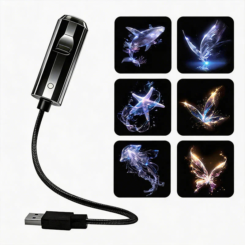LED Star Projector – 10 Projection Inserts, 360° Rotatable & USB Powered