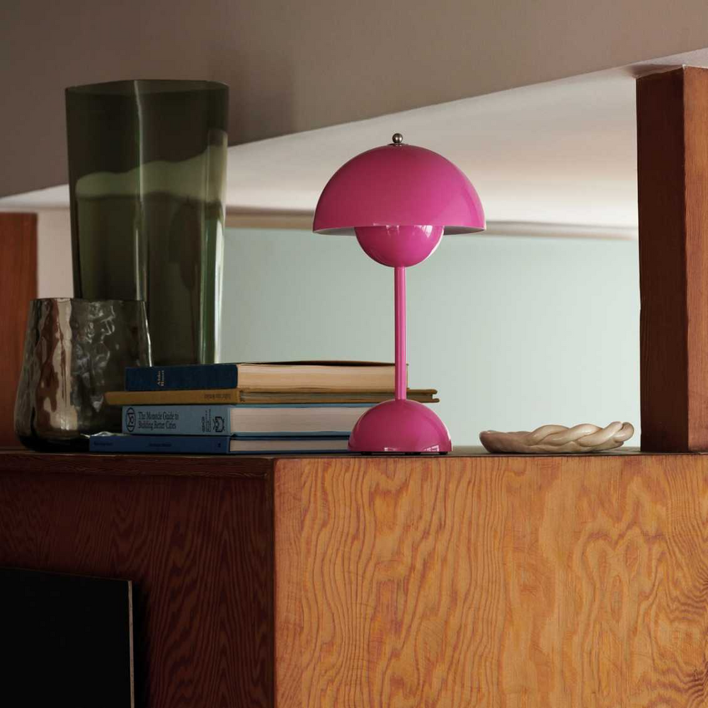 MoonGlow LED table lamp in cherry red