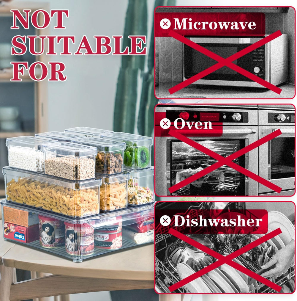 FridgeMaster Stackable Fridge Organizer Set of 10 - Maximize Space & Keep Your Fridge Neat