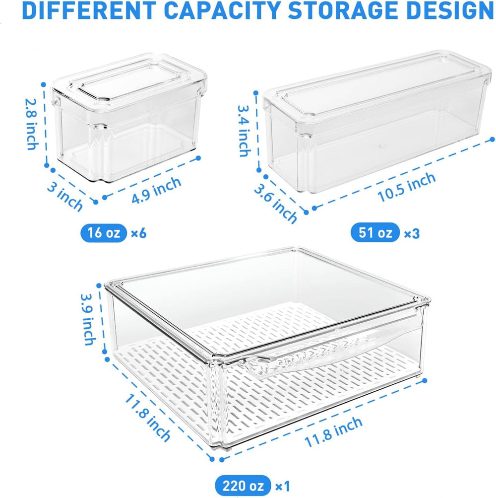 FridgeMaster Stackable Fridge Organizer Set of 10 - Maximize Space & Keep Your Fridge Neat