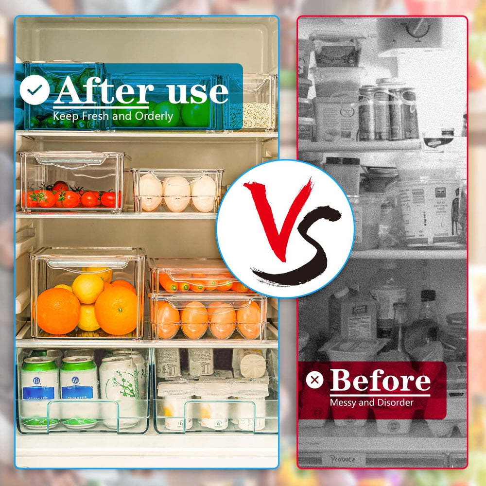 FridgeMaster Stackable Fridge Organizer Set of 10 - Maximize Space & Keep Your Fridge Neat