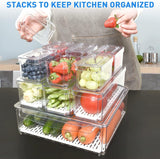 FridgeMaster Stackable Fridge Organizer Set of 10 - Maximize Space & Keep Your Fridge Neat