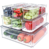 FridgeMaster Stackable Fridge Organizer Set of 10 - Maximize Space & Keep Your Fridge Neat